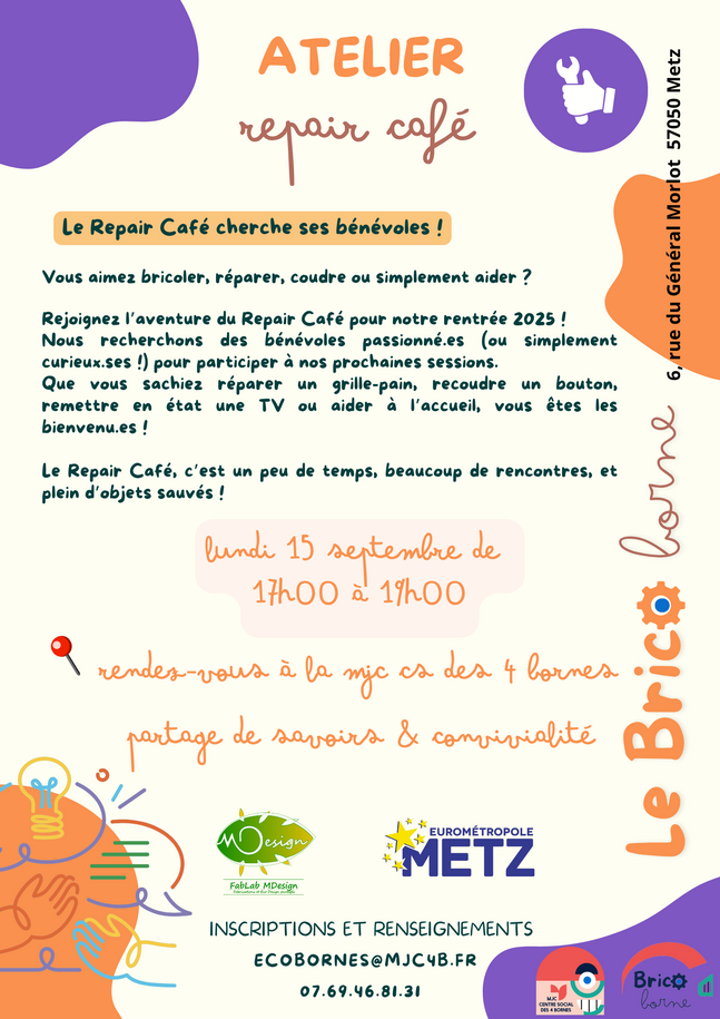 Premier repair café à Metz – Septembre 2025 – Metz